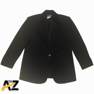 Women Sag Harbour Black Virgin Wool Classic Single Button Blazer Jacket Size 10
